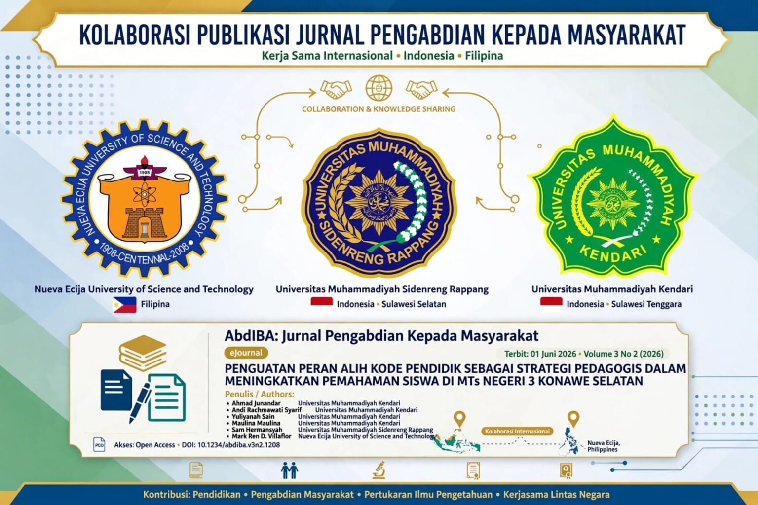 Dosen UMS Rappang, UM Kendari, & NEUST Filipina Kolaborasi Publikasi Jurnal Pengabdian Internasional